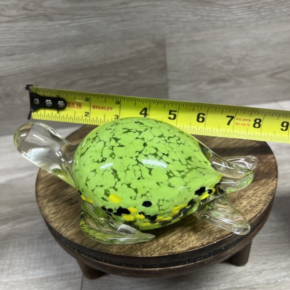 Fifth Avenue Crystal ltd Hand Blown Turtle Figurine Paperweight Green 7" Long - Picture 10 of 11